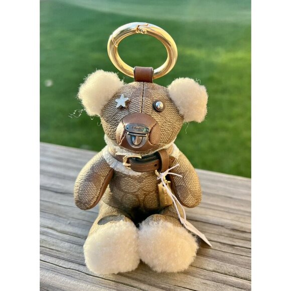 Coach Accessories - Coach Bear Bag Charm Fob Signature Keychain Ring For Purse Handbag Logo Star